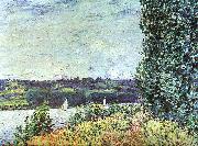 The Banks of the Seine : Wind Blowing Alfred Sisley